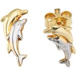 Goldene Jobo Delfin Ohrringe mit Delfinmotiv aus Gelbgold für Damen 