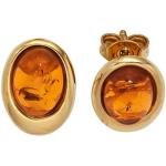 Goldene Jobo Ovale Bernstein Ohrringe aus Gelbgold für Damen 