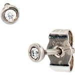Silberne Jobo Runde Diamant Ohrringe matt aus Platin für Damen 