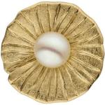 Reduzierte Goldene Jobo Runde Perlenanhänger aus Gelbgold mit Echte Perle für Damen 