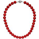 JOBO Perlenkette, mit Muschelkern-Perlen 45 cm, rot