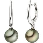 Silberne Jobo Perlenohrringe aus Weißgold mit Echte Perle für Damen 