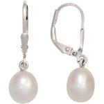 Silberne Jobo Perlenohrringe mit Echte Perle für Damen 