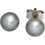 Silberne Jobo Runde Perlenohrringe für Damen 
