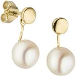 Reduzierte Goldene Jobo Perlenohrringe aus Gelbgold mit Echte Perle für Damen 