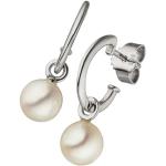 Reduzierte Silberne Jobo Perlenohrringe aus Weißgold mit Echte Perle für Damen 