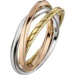 Silberne Jobo Tricolor Ringe vergoldet für Damen 