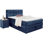 Blaue Gesteppte Moderne Boxspringbetten mit Bettkasten aus Stoff Tonnentaschenfederkern 140x200 