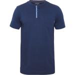 Blaue Kurzärmelige Jockey Henleykragen Shirts mit Tasche aus Baumwollmischung für Herren Größe M 