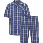 Blaue Karo Elegante Jockey Pyjamas kurz aus Baumwolle für Herren Größe L 