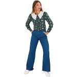 Grüne Blumenmuster Vintage Langärmelige JOE BROWNS Karierte Blusen für Damen Größe M für den für den Herbst 