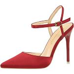 Burgundfarbene Elegante High Heels & Stiletto-Pumps mit Riemchen für Damen Größe 39 für den für den Sommer 