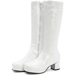 Weiße Vintage Kostüm Schuhe mit Reißverschluss für Damen Größe 42 für den für den Herbst 