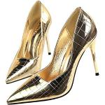 Goldene Sexy Spitze High Heels & Stiletto-Pumps ohne Verschluss aus Gummi rutschfest für Damen Größe 42 