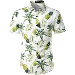 Reduzierte Weiße Blumenmuster Kurzärmelige Stehkragen Hawaiihemden für Herren Größe S für den für den Sommer 