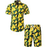 Goldene Kurzärmelige Hawaiihemden für Herren Größe L für Partys für den für den Sommer 