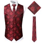 Burgundfarbene Atmungsaktive V-Ausschnitt Krawatten-Sets für Herren Größe M 3-teilig 