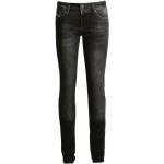 Schwarze Vintage Wasserdichte John Doe Slim Fit Jeans mit Reißverschluss aus Baumwolle für Damen Größe XS Weite 32, Länge 34 