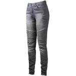 Hellgraue Wasserdichte John Doe Slim Fit Jeans mit Reißverschluss aus Baumwolle für Damen Größe XS Weite 30, Länge 32 
