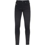 Schwarze Atmungsaktive Slim Fit Jeans aus Denim für Damen Größe XS Weite 27, Länge 32 