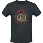 Johnny Cash T-Shirt - Ring Of Fire Flames - S - für Männer - Größe S - schwarz - Lizenziertes Merchandise