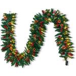 Joiedomi 2.7 Meter künstliche Weihnachtsgirlande, Tannengirlande mit 100 LED Licht, 27 Tannenzapfen, 27 roten Beeren, Batterie betrieben, für Weihnachten Deko