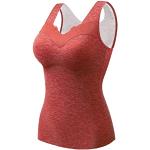 Rote Unifarbene Langarm-Unterhemden aus Fleece für Damen Übergrößen für den für den Winter 