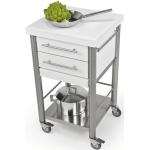 Weiße Küchenwagen & Küchenrollwagen aus Edelstahl mit Schublade Breite 0-50cm 