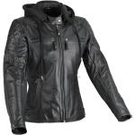 Schwarze Difi Mini Kurze Lederjacken aus Leder mit Kapuze für Damen Größe XL 