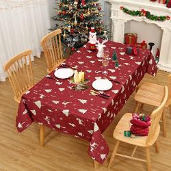 JOLLYTOP Tischdecke Weihnachten Tischwäsche abwaschbar Tischdecke mit Hirsh Wasserdicht Waschbar Tischtuch,Tafeldecke für Küche,137x274cm,Gold