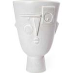 Minimalistische Jonathan Adler Runde Große Vasen mit Vogel-Motiv aus Porzellan 