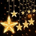 Reduzierte Sterne Sternlichterketten mit Weihnachts-Motiv mit Timer 