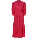 Reduzierte Pinke Unifarbene Joop! V-Ausschnitt Bestickte Kleider mit Knopf aus Baumwolle für Damen für den für den Sommer 