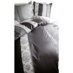 JOOP Satin-Bettwäsche ORNAMENT STRIPES 155 x 220 cm schwarz - Qualität aus Deutschland - mit Reißverschluss - waschbar bis 60 °C