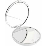 Silberne Runde Taschenspiegel aus Edelstahl LED beleuchtet 