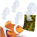 JOR Saugnapf-Clips für Aquarien, inklusive Kunststofffeder, automatischer Fischfutterspender, 5,1 cm (H) x 2,3 cm (B) x 4,6 cm (Durchmesser), transparente Klemmen, 4 Stück pro Packung