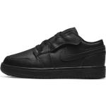 Schwarze Nike Jordan 1 Kindersportschuhe mit Klettverschluss aus Leder Größe 29,5 
