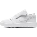 Weiße Nike Jordan 1 Kindersportschuhe mit Klettverschluss aus Leder Größe 28 