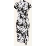 Schwarze Blumenmuster Kurzärmelige Joseph Ribkoff Mini Wickelkleider aus Polyester für Damen Größe L 