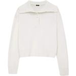 Reduzierte Weiße JOSEPH V-Ausschnitt Kaschmir-Pullover mit Knopf aus Wolle für Damen Größe L 