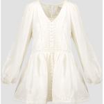 Reduzierte Weiße Mini Minikleider & kurze Kleider aus Leinen für Damen Größe XXS 