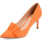 Orange Spitze High Heel Stiefeletten & High Heel Boots mit Riemchen aus Satin für Damen Größe 39 mit Absatzhöhe 5cm bis 7cm 