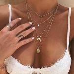 Reduzierte Goldene Zweireihige Halsketten & Mehrlagige Halsketten für Damen 