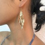 Reduzierte Goldene Boho Lange Ohrringe glänzend für Damen 