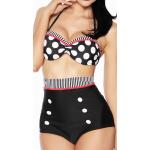 jowiha® Vintage Push Up Bikini im Retro Rockabilly Style in schwarz/rot/weiß Größen S M L oder XL (Set XL (Hose Größe 42) Cup B-C)