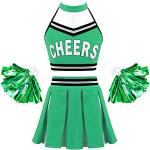 Grüne Gestreifte Ärmellose Cheerleader-Kostüme für Kinder Größe 134 