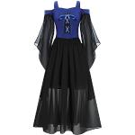 Blaue Bestickte Gothic Maxi Bestickte Kinderkleider mit Reißverschluss für Mädchen Größe 134 