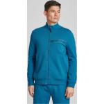 Petrolfarbene Unifarbene Joy Sportswear Stehkragen Zip Hoodies & Sweatjacken mit Reißverschluss aus Baumwollmischung für Herren Übergrößen 