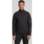 Schwarze Unifarbene Joy Sportswear Stehkragen Zip Hoodies & Sweatjacken mit Reißverschluss aus Baumwollmischung für Herren Übergrößen 