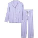 Lila Pyjamas lang mit Knopf aus Viskose für Damen Größe XXL 2-teilig für den für den Winter 